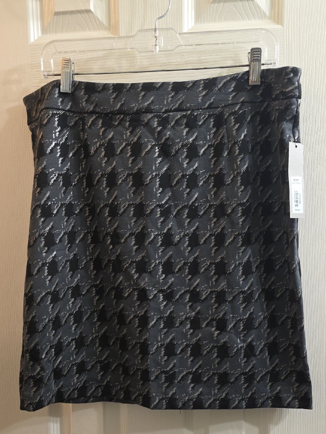 Apt. 9 Black And Silver Metallic Houndstooth Pencil Skirt Size Lp